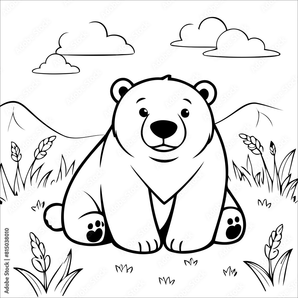 Fototapeta premium Vector illustration of cute Polarbear coloring page for kids