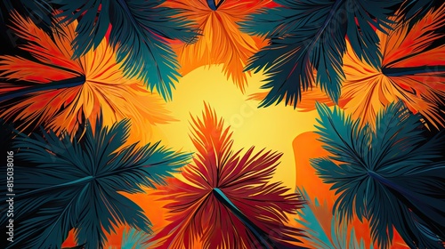 Palm leaves. Summer tropical background.