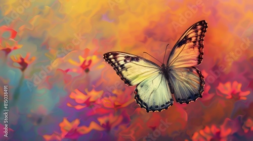 butterfly on the colorful background.