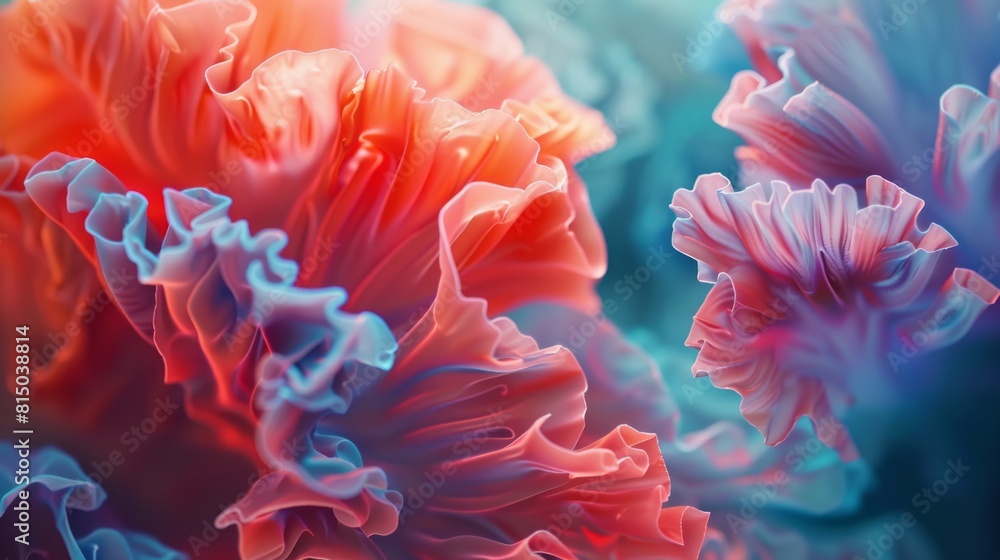 Obraz premium Dynamic coral curves in abstract motion.