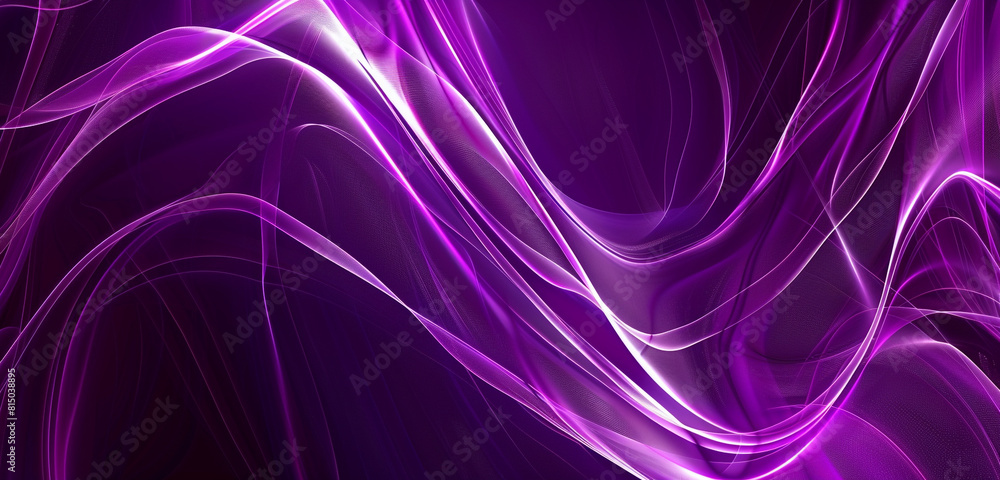 Fototapeta premium Elegantly overlapping deep purple glowing lines in a luxurious abstract.