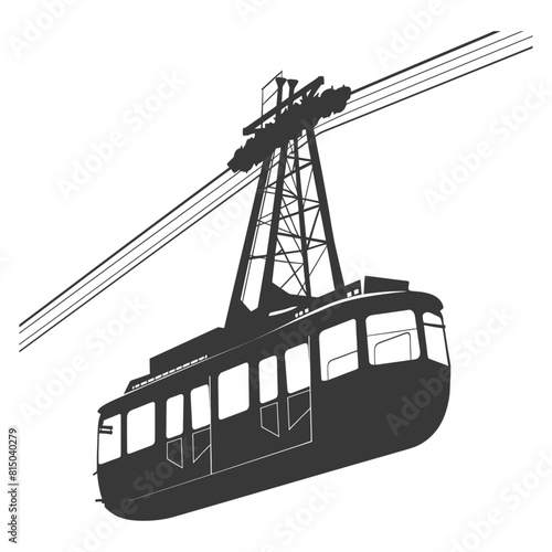 Silhouette Aerial tramway black color only photo