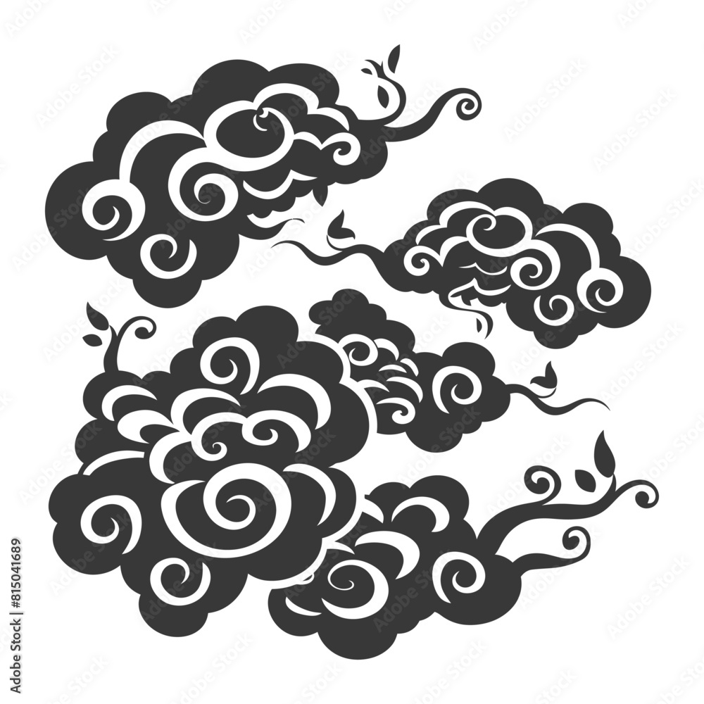Silhouette chinese cloud symbol black color only Silhouette chinese cloud symbol black color only