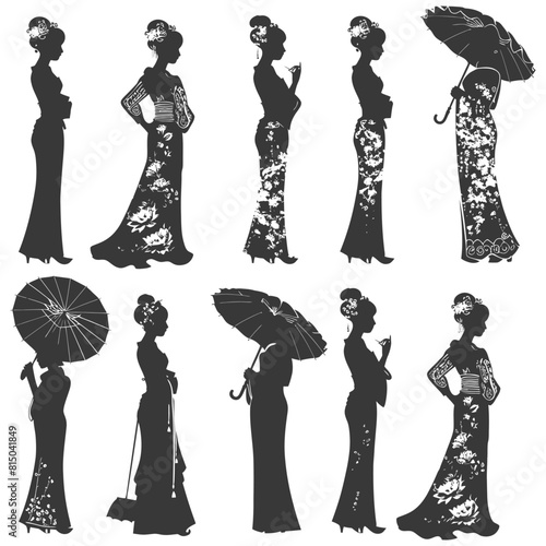 Silhouette independent chinese women wearing Cheongsam or zansae black color only