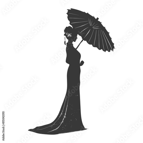 Silhouette independent chinese women wearing Cheongsam or zansae black color only