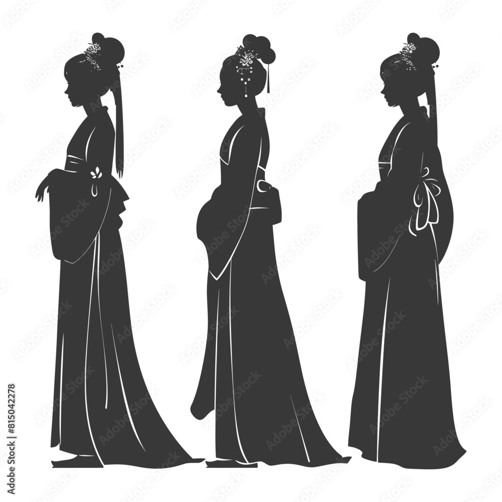 custom made wallpaper toronto digitalSilhouette independent chinese women wearing hanfu black color only