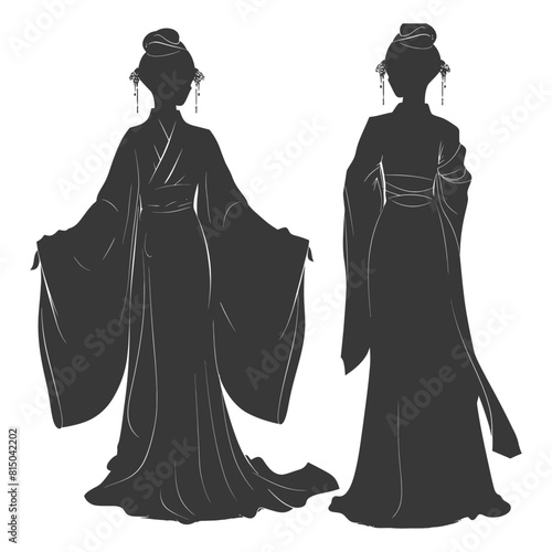 Silhouette independent chinese women wearing hanfu black color only