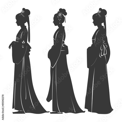 Wallpaper Mural Silhouette independent chinese women wearing hanfu black color only Torontodigital.ca
