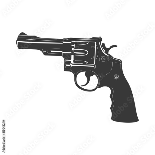 Silhouette revolver gun military weapon black color only