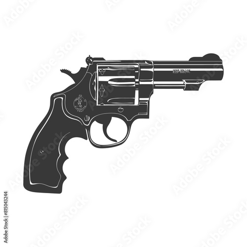 Silhouette revolver gun military weapon black color only