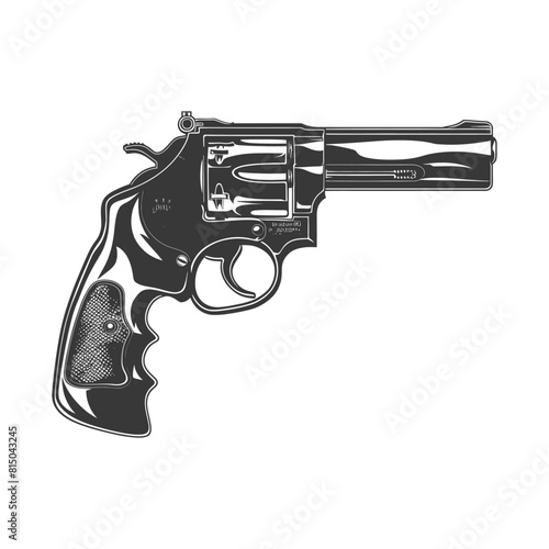 Silhouette revolver gun military weapon black color only