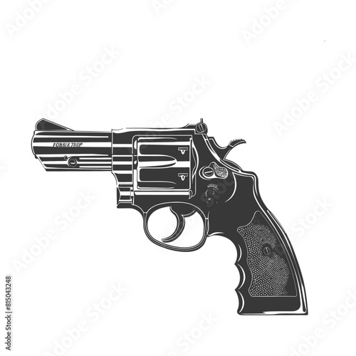 Silhouette revolver gun military weapon black color only