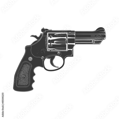 Silhouette revolver gun military weapon black color only