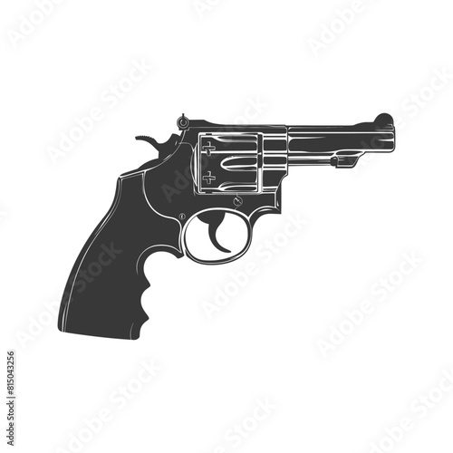 Silhouette revolver gun military weapon black color only