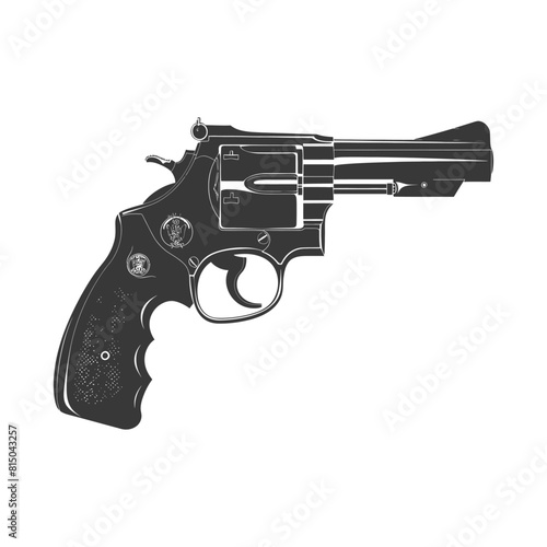 Silhouette revolver gun military weapon black color only