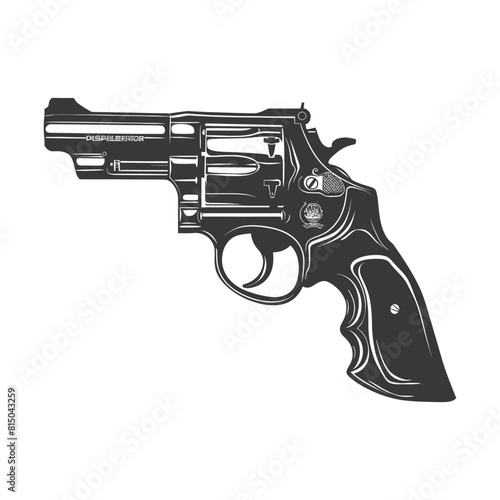Silhouette revolver gun military weapon black color only