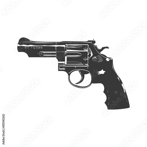 Silhouette revolver gun military weapon black color only