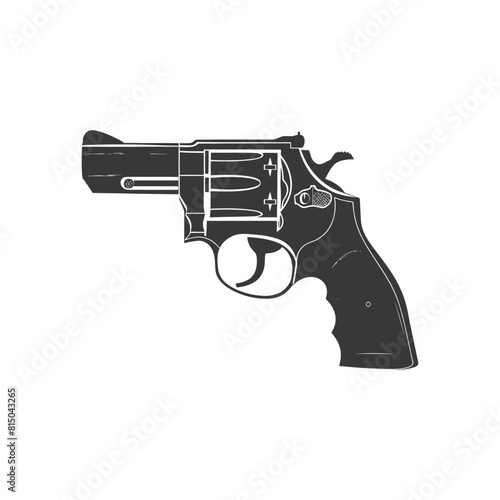 Silhouette revolver gun military weapon black color only