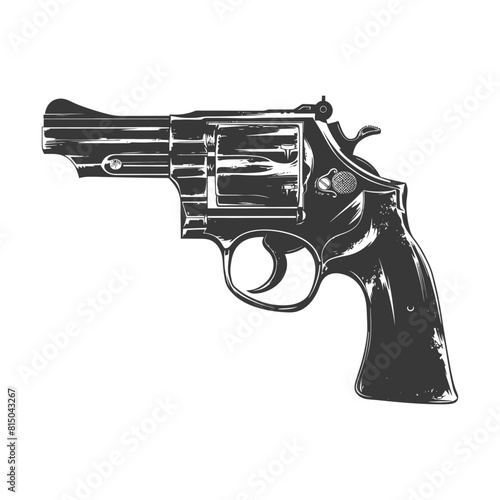 Silhouette revolver gun military weapon black color only