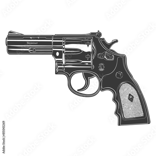 Silhouette revolver gun military weapon black color only