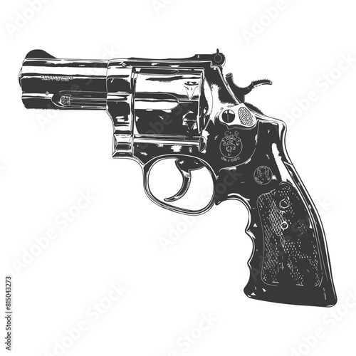 Silhouette revolver gun military weapon black color only
