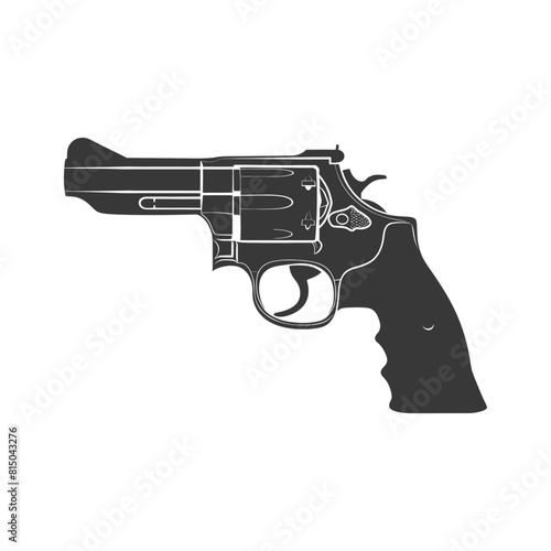 Silhouette revolver gun military weapon black color only