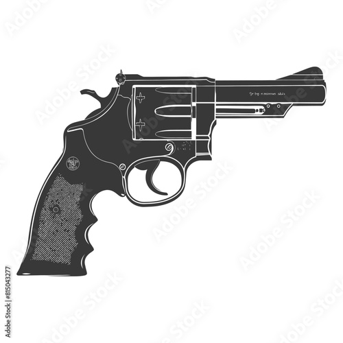 Silhouette revolver gun military weapon black color only
