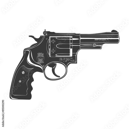 Silhouette revolver gun military weapon black color only