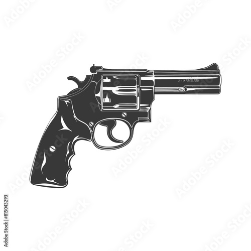 Silhouette revolver gun military weapon black color only