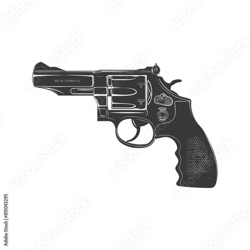 Silhouette revolver gun military weapon black color only
