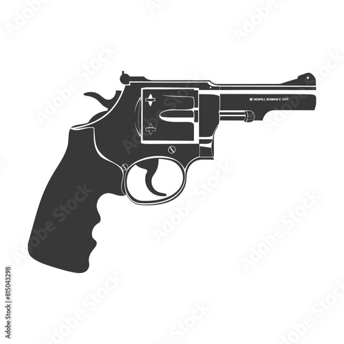 Silhouette revolver gun military weapon black color only