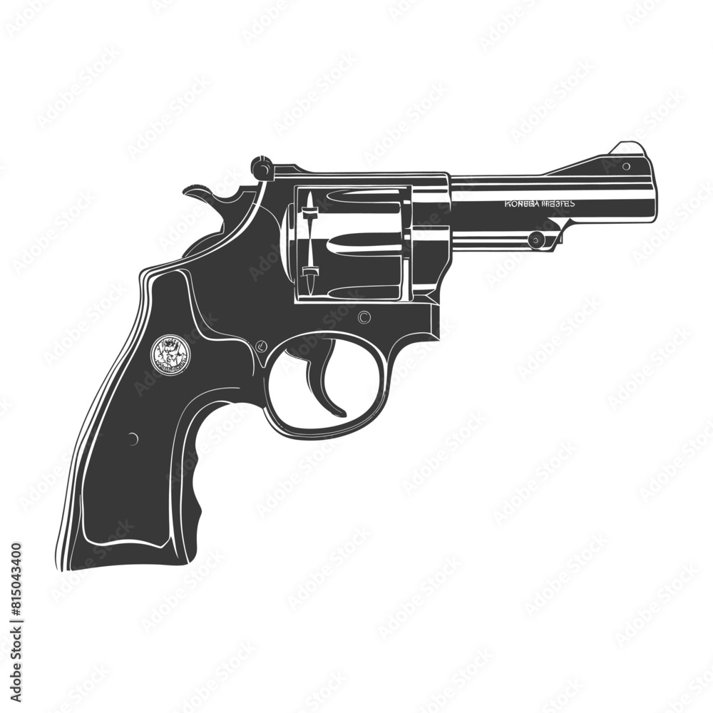 Silhouette revolver gun military weapon black color only