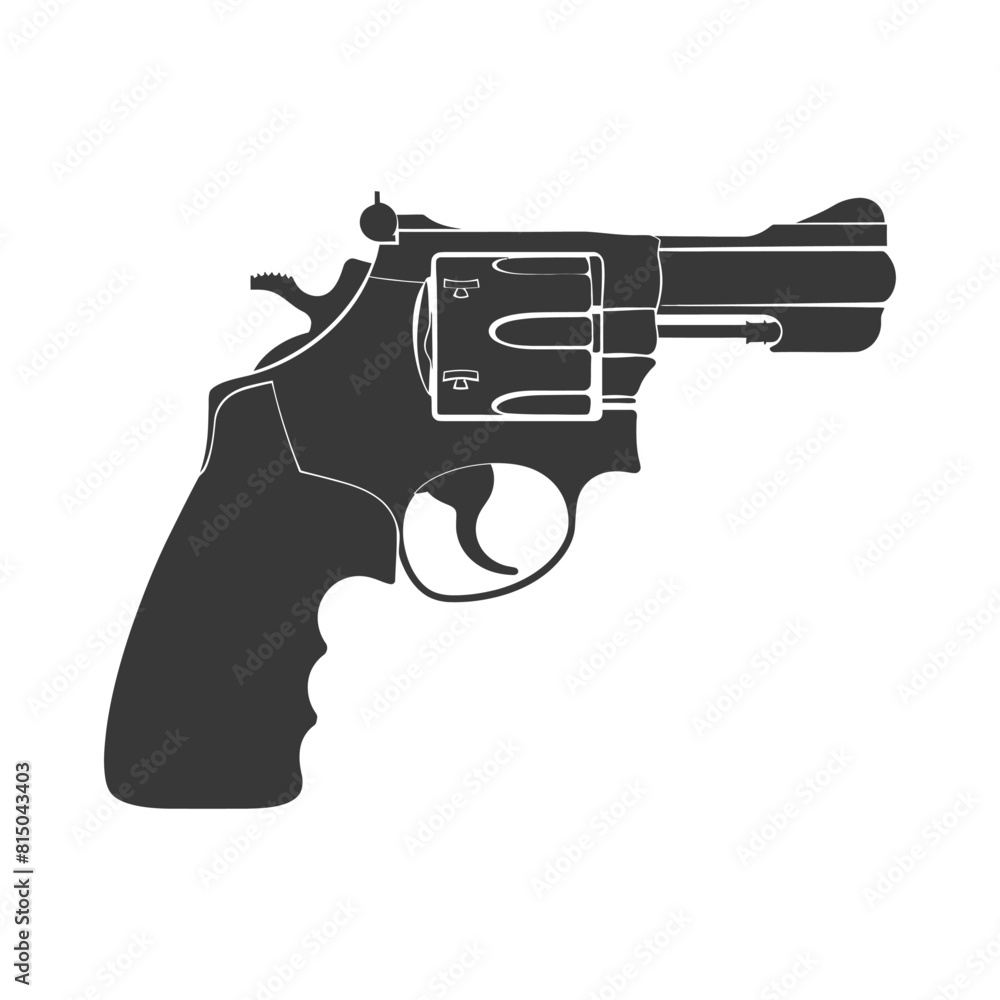 Silhouette revolver gun military weapon black color only Silhouette revolver gun military weapon black color only