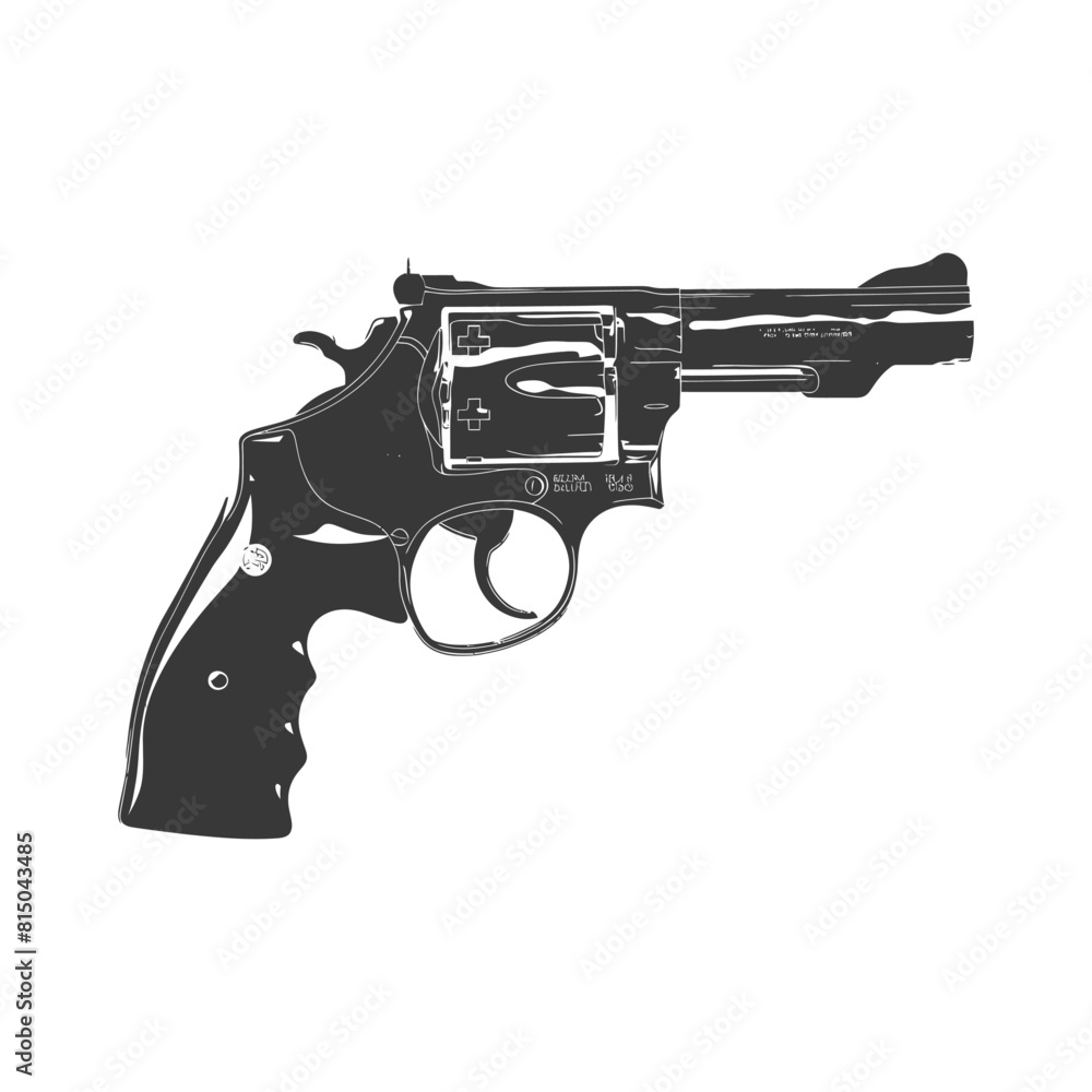 Silhouette revolver gun military weapon black color only Silhouette revolver gun military weapon black color only