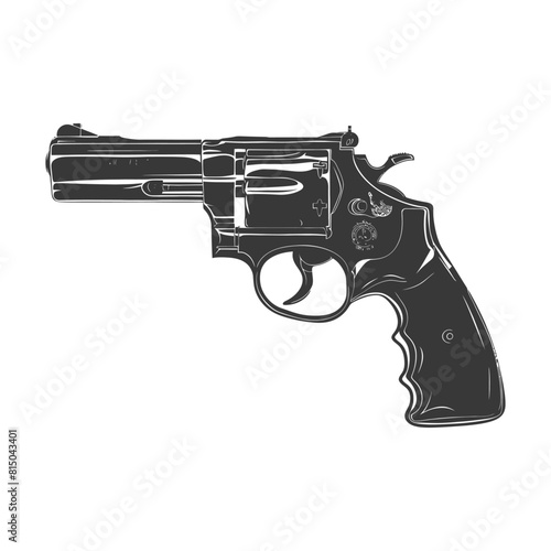 Silhouette revolver gun military weapon black color only