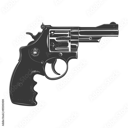 Silhouette revolver gun military weapon black color only