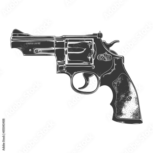 Silhouette revolver gun military weapon black color only