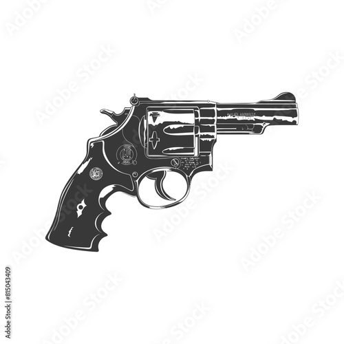 Silhouette revolver gun military weapon black color only
