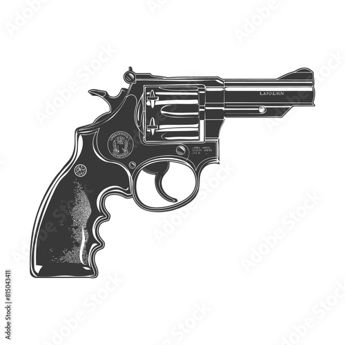 Silhouette revolver gun military weapon black color only