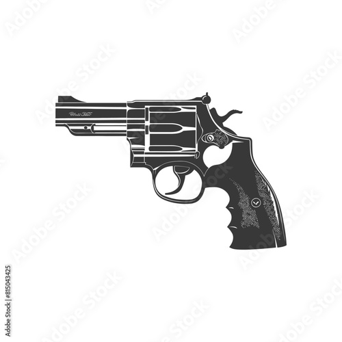 Silhouette revolver gun military weapon black color only