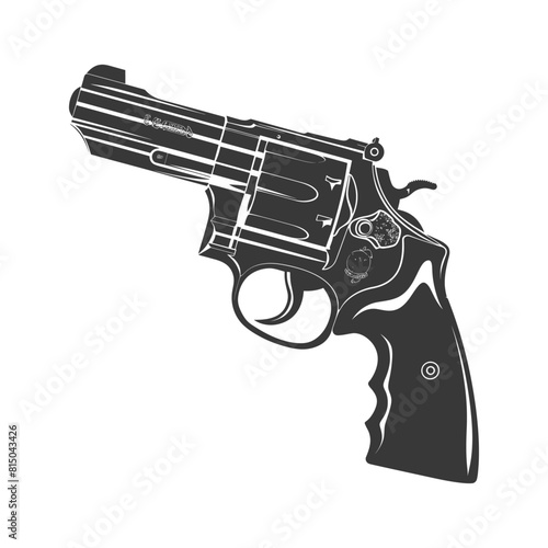 Silhouette revolver gun military weapon black color only