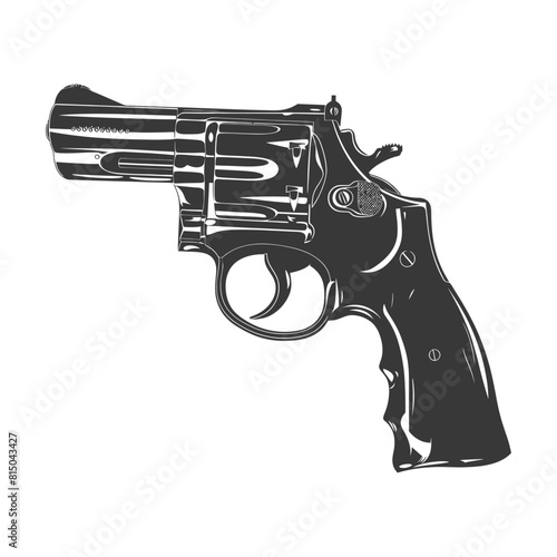 Silhouette revolver gun military weapon black color only