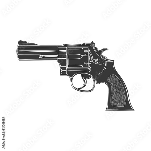 Silhouette revolver gun military weapon black color only