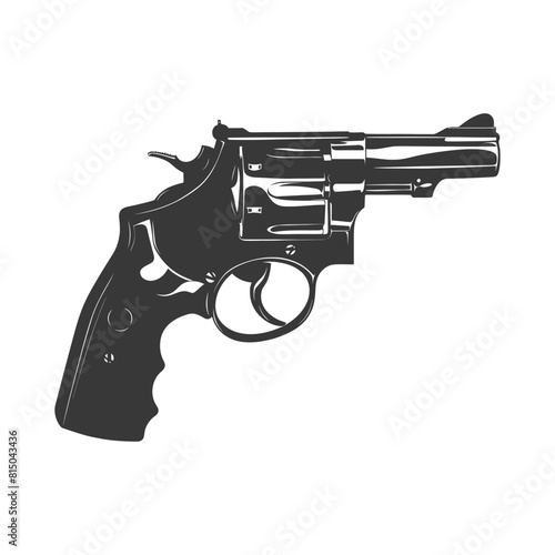 Silhouette revolver gun military weapon black color only
