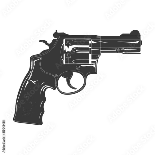Silhouette revolver gun military weapon black color only