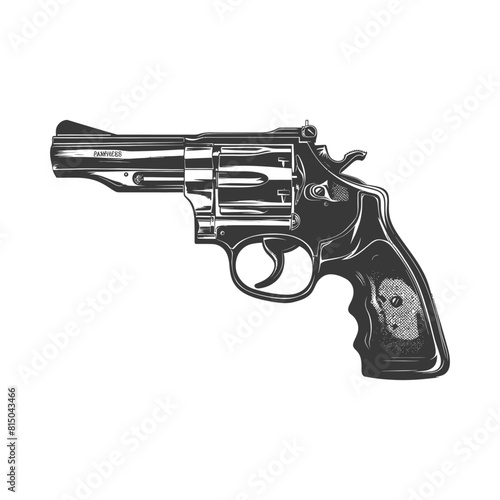 Silhouette revolver gun military weapon black color only