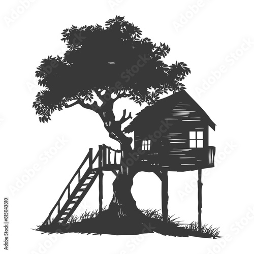Silhouette Tree house black color only