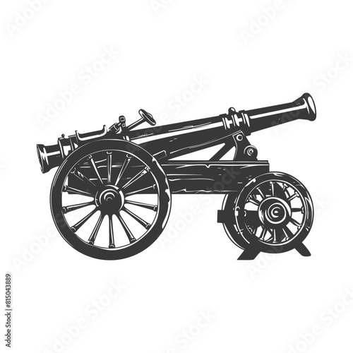 Silhouette vintage old cannon black color only