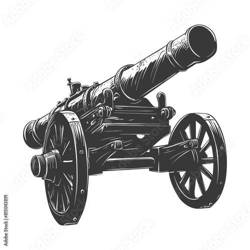 Silhouette vintage old cannon black color only