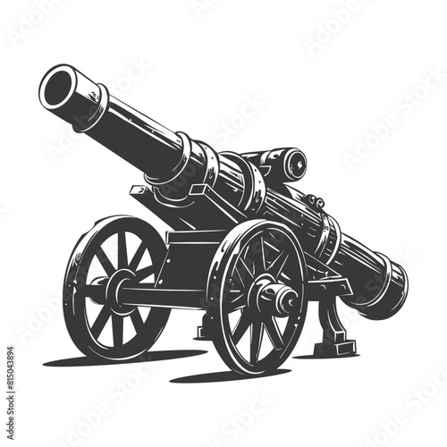 Silhouette vintage old cannon black color only